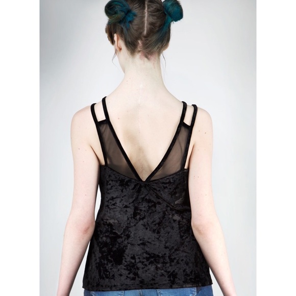 Disturbia Velour Velvet Double Strap Mesh Cami - Picture 2 of 7